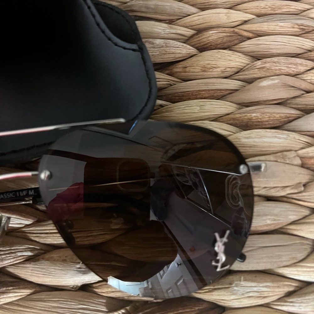 Yves Saint Laurent Dark Brown Aviator Sunglasses